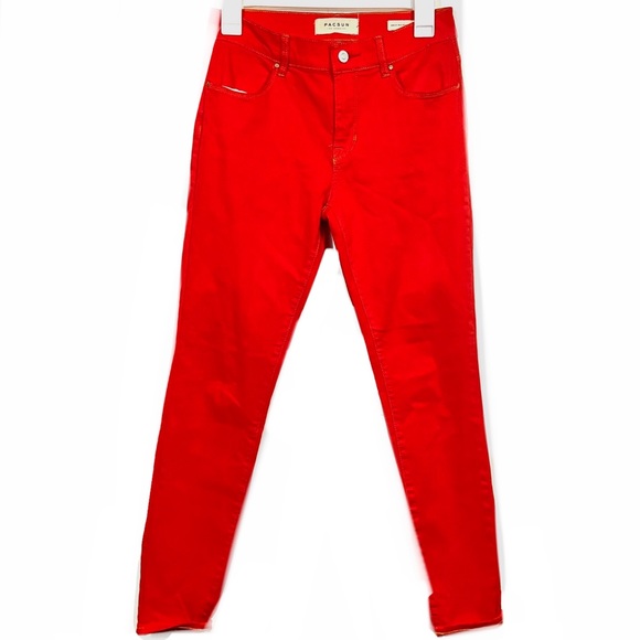 red high waisted jeggings